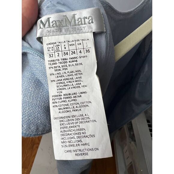 MaxMara Sky Blue Cap Sleeve Madia Sheath Dress Sz. 2 - Picture 6 of 7